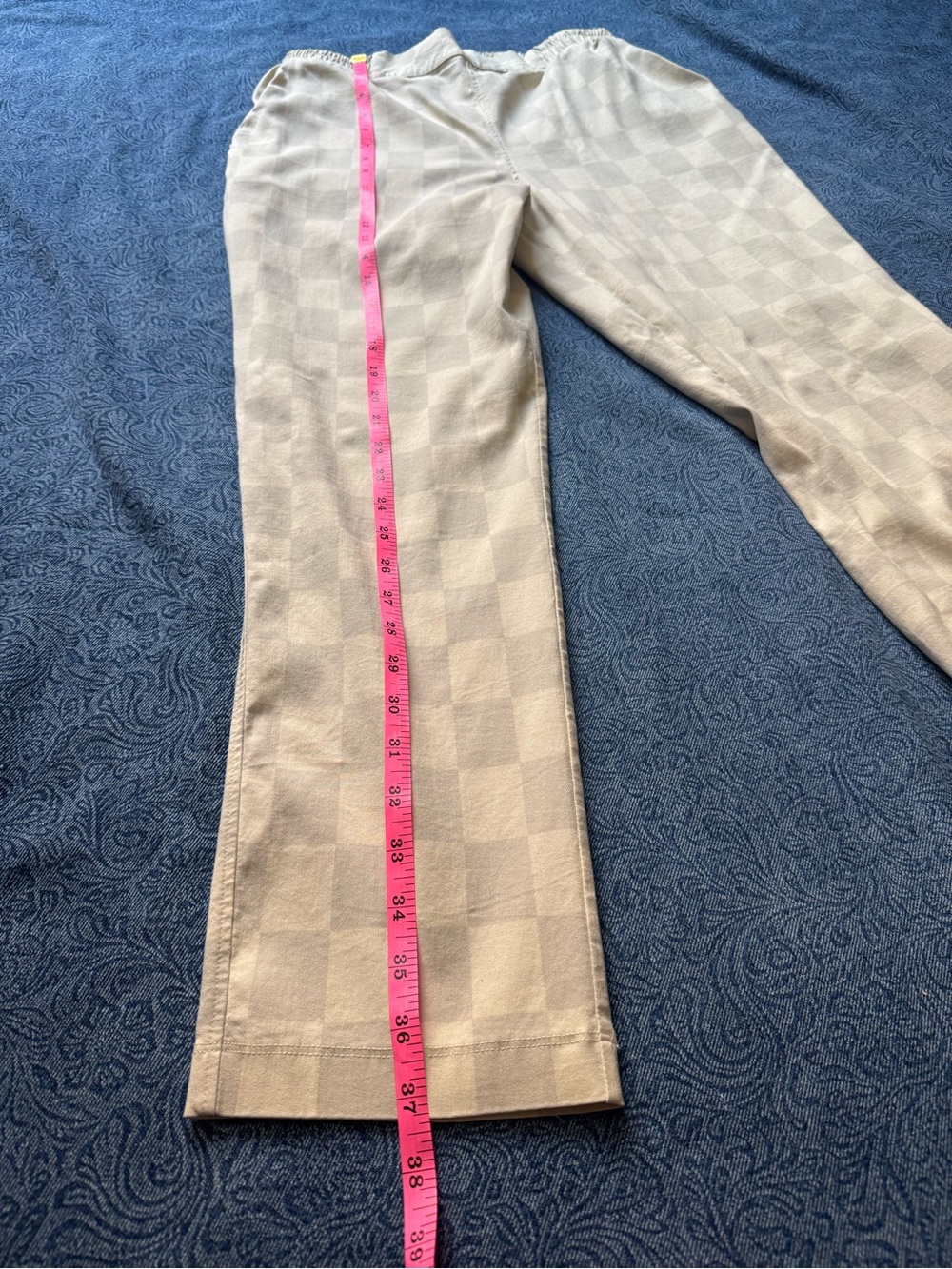 LuLaRoe Lena Work-Leisure Pant Off White Checker High Rise Straight Leg | Size M - Picture 7 of 8